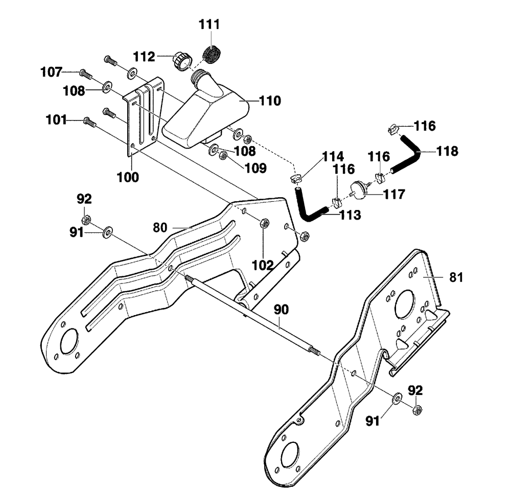 Frame Components Assembly Diagram and Parts List for 621450X4E 2001 Briggs and Stratton Snow Blower